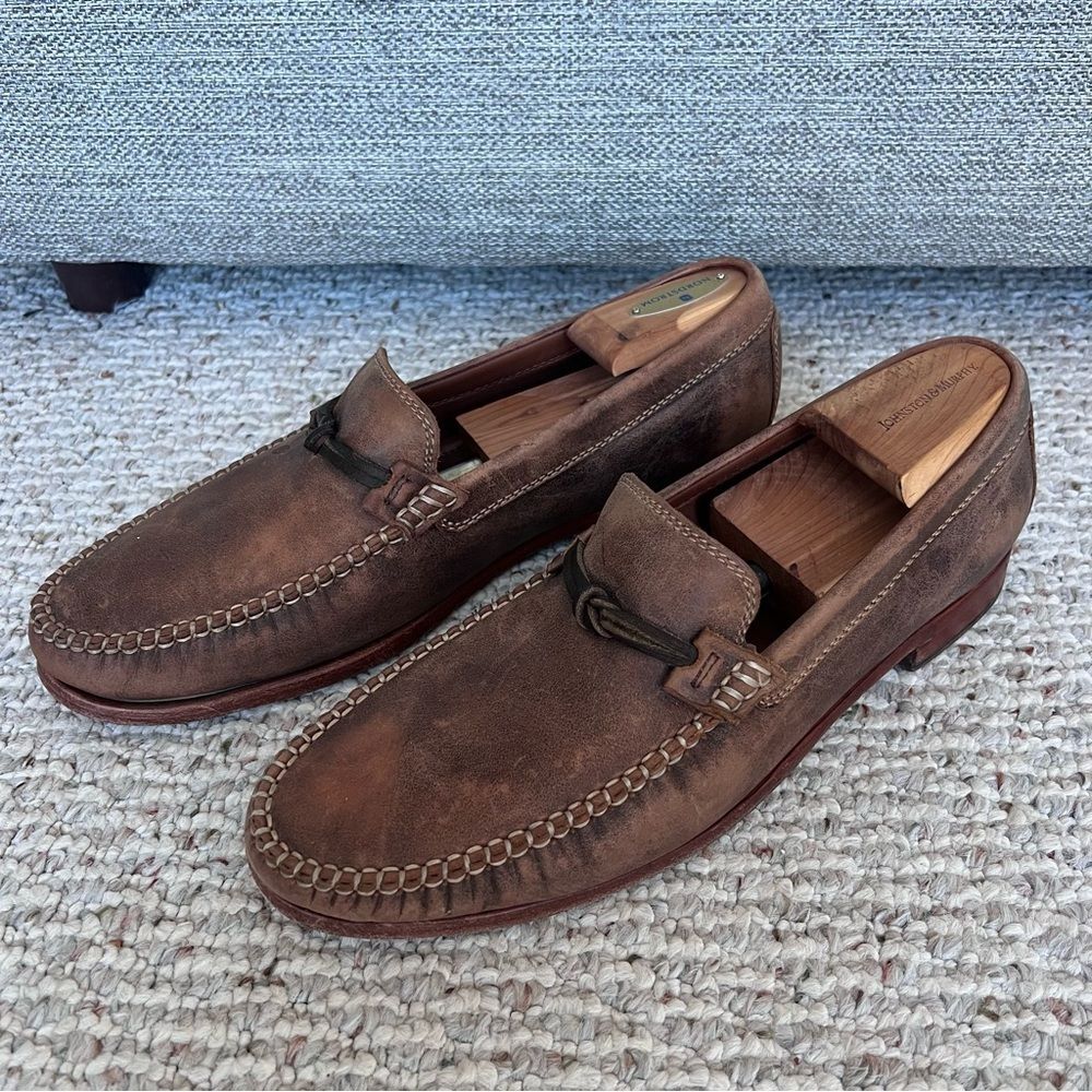 Trask Brown Suede Moc Toe Loafers